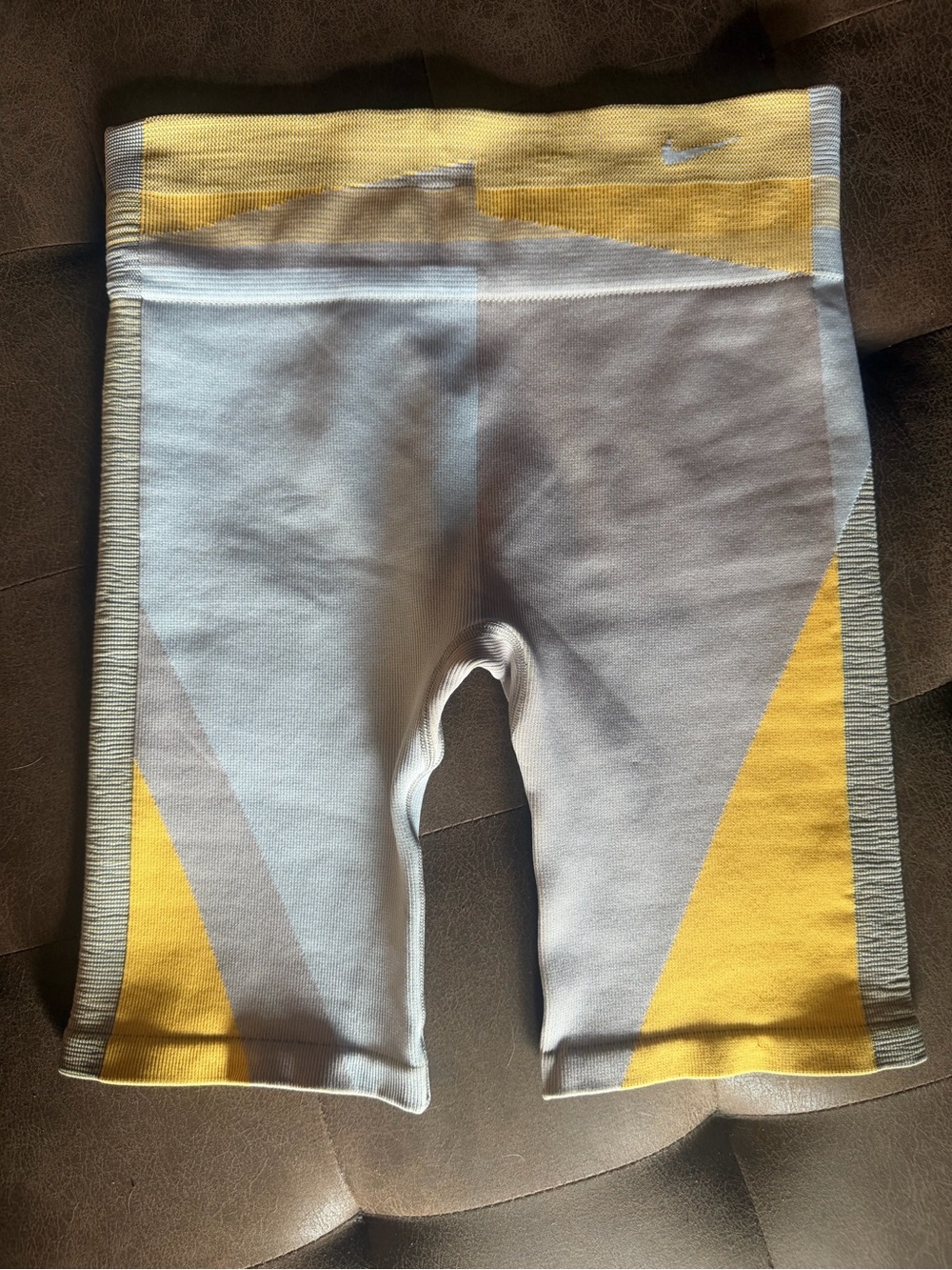Nike Yellow & Light Gray Colorblock Dri-FIT Seamless Shorts